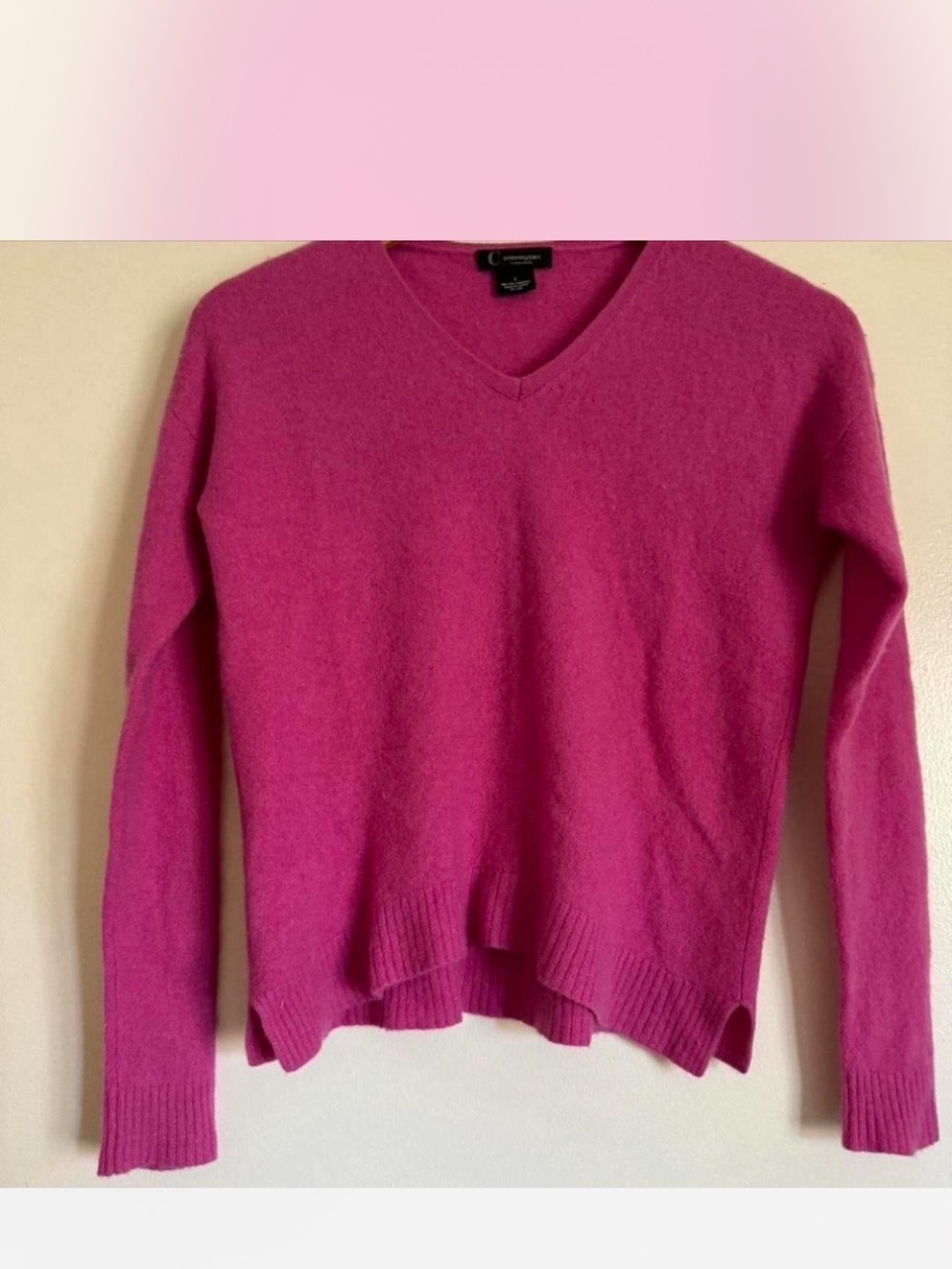 Bloomingdale's Hot Pink V-Neck Cashmere Sweater